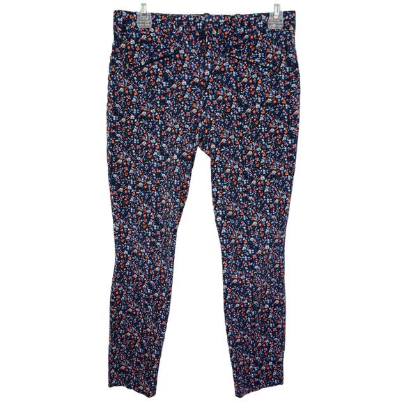 2/$15 Gap Signature Skinny Floral Ankle Pants Navy Blue Cotton Stretch Size 2 - Picture 2 of 5